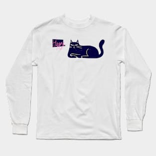 Blue not so happy cat Long Sleeve T-Shirt